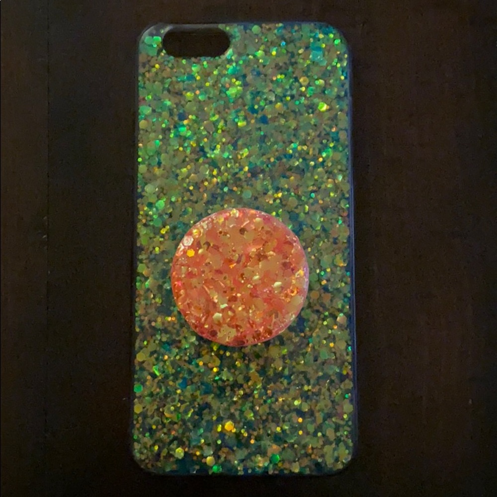 iPhone 6 glitter case and popsocket